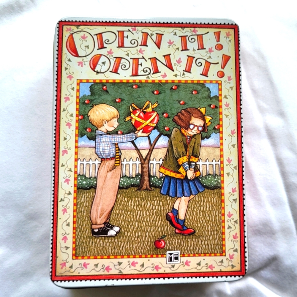 Mary Engelbreit Valentine Tin. 1988 "Open It!"